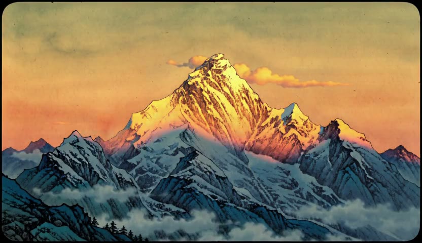 雪山金线 · 暮光染雪15s（无声）
