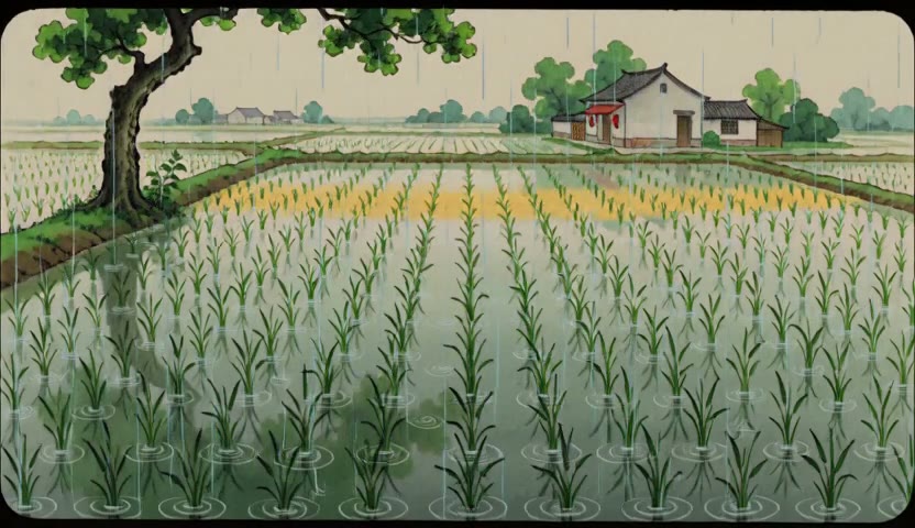 春雨绿田 · 雨丝抹金15s（无声）