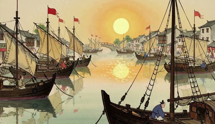港湾晨光 · 金带过水15s（无声）